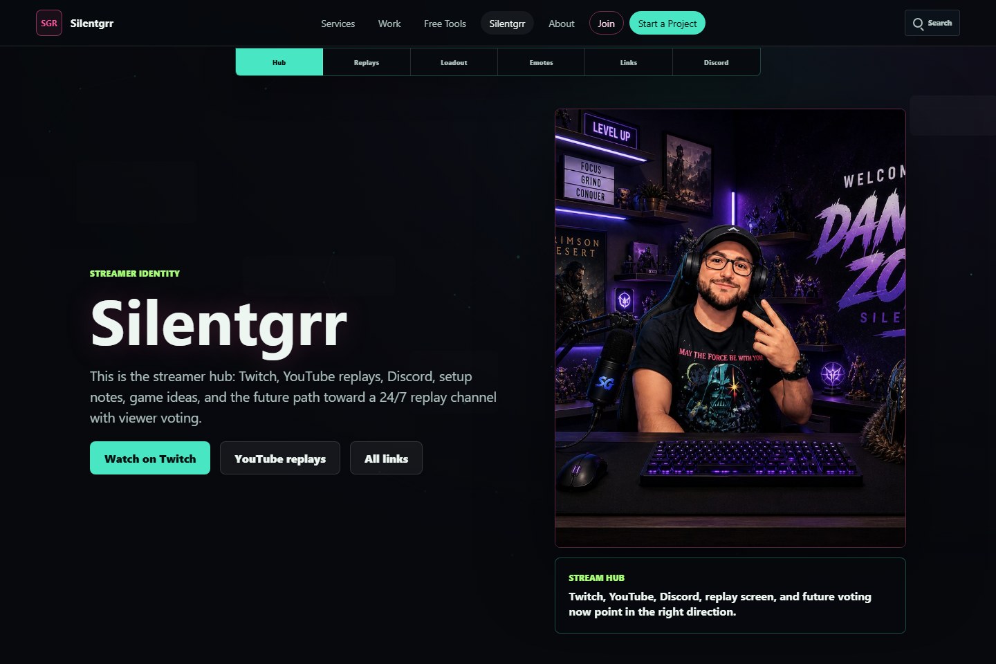 Live Silentgrr creator hub and connected platform system